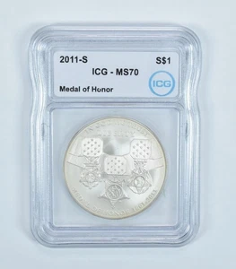 2011-S Medal Of Honor Commemorative Silver Dollar MS70 ICG *2115 - Picture 1 of 5