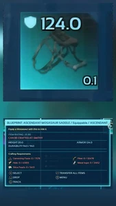 BLUEPRINT MOSA SADDLE 124.0% ASCENDENT ARK ASCENDED PVE PC/XBOX/PS5 - Picture 1 of 3