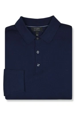 Banana Republic Mens Navy Blue Merino Wool Long Sl Polo Shirt, L Large BR-001 - Image 1 of 2