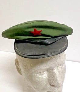 Original 70er Jahre Chinesische Militär Mütze mit rotem Stern Vinyl Schirmmütze Schein - Bild 1 von 6