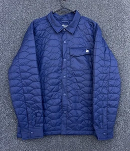 HUK Shacket Mens Medium Tarpon Quilt Snap Button Jacket Shirt Blue Nylon - Picture 1 of 7