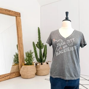 Camiseta gris manga corta Lucky Brand para mujer L Joan Jett And The Blackhearts - Imagen 1 de 9