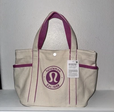 NEW Lululemon Daily Multi-Pocket Canvas Tote Bag 6.5L Natural Pow Pink Tone - Image 1 of 4