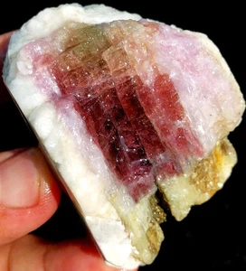 123g Natural Sandía Color Turmalina Cristal Hielo Transparente Espécimen ie1403 - Imagen 1 de 13