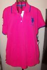 New Womens Hot Pink Short Sleeve US Polo Assn Shirt Top (Pick XL or 2XL)