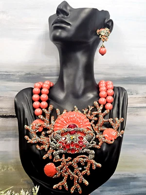Heidi Daus Jewelry Set Chesapeake Beauty Crystal Crab Necklace Earrings - Image 1 of 4