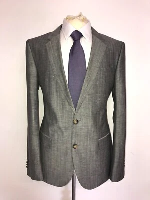 HUGO BOSS - Mens Slim Fit GREY LINEN & WOOL SUIT - 40 Reg - W34 L32 - BEAUTIFUL - Image 1 of 4