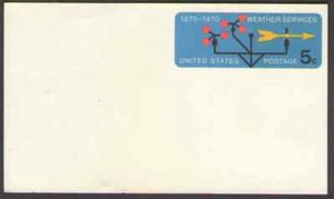EE. UU. UX57. 5c. Válvula meteorológica. Tarjetas postales. Estampillada sin montar o nunca montada. 1970 - Imagen 1 de 1