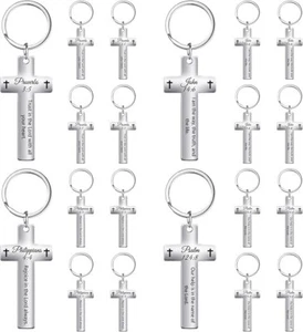 20 Pcs Christian Bible Verse Keychain Bulk Religious Cross Keychains Keyring ... - Picture 1 of 3