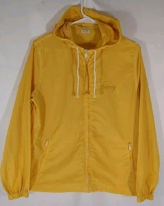 John Galt California Yellow Windbreaker Hood SMALL Full Zip Nylon Halloween "IT" - Picture 1 of 15