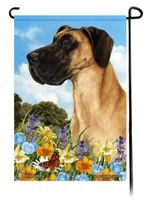 Bandera de jardín con flores de verano - cervatillo sin recortar gran danés - Imagen 1 de 1