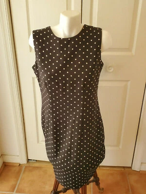 Vestido sin mangas a lunares azul blanco talla 12 Sag Harbor para mujer Foto 1 de 4