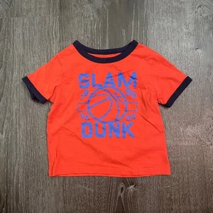 OshKosh B'Gosh Boys T-Shirt Short Sleeve Orange Slam Dunk Size 2T - Picture 1 of 4