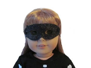 Black Glitter Halloween/Mardi Gras/Carnival Mask Fits 18in AG & Logan Boy Dolls - Picture 1 of 1