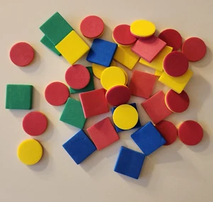 Lot of 1" Foam Squares and Circles Red Yellow Green Blue - Picture 1 of 3