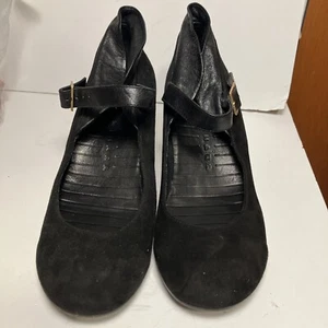 Chie Mihara NERO scamosciato + pelle Mary Janes taglia EU37 UK4 USA7 Made in Spain - Foto 1 di 11