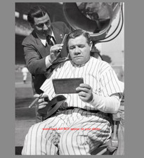 Babe Ruth Barber Shop PHOTO New York Yankees Great Hair Cut Cigar Smoking