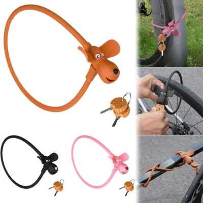 Puppy Bike Safety Lock with 2 Cookie Keys Silicone Covered Bike Lock Helmet Door - Image 1 of 4
