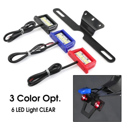 Universal Motorcycle 6 LED Taillight Rear Tail License Plate Clear 3-Color Opt - Image 1 of 4