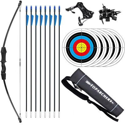 Archery 45" Bow & Arrows Set for Kids Target Shooting Outdoor Games Garden Toys - Image 1 of 4