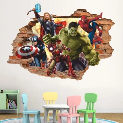 Super Hero 3D Wall Decal, Superheroes Wall Sticker, Removable Vinyl Sticker - Image 1 of 4