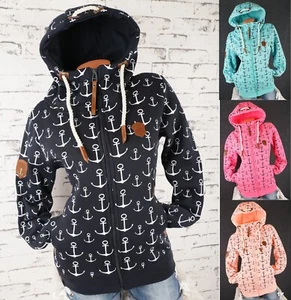 2069 Damen Sweat Jacke Kapuze Hoodie Fleece gefüttert Übergangsjacke Big Anker - Bild 1 von 45