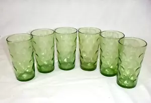 Lote de 6 vasos de aguacate Hazel Atlas El Dorado de colección años 60 punto verde 10 oz. - Imagen 1 de 5