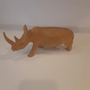 Vintage Hand Carved Wooden Rhino Majestic Masculine Collectors - Picture 1 of 4