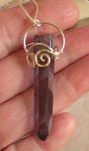 Lavender Aura Quartz Crystal Pendant - Maya Canyon - Sterling Silver j3007b - Picture 1 of 4