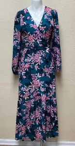 Bar lll Maxi Dress Multi Floral Size Small V Neck Long Sleeve Wrap Dress - Picture 1 of 6