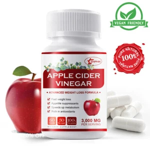 ▶ Apple Cider Vinegar Capsules - 3000mg with The Mother ACV Vegan Keto Pills - Picture 1 of 9