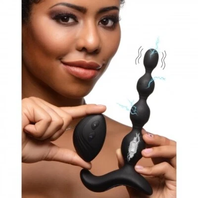 Shock-Beads 80X Vibrating & E-stim Silicone Anal Beads with Remote Foto 1 de 4