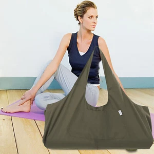 Green Large-capacity Canvas Yoga Bag Sports Fitness Yoga Mat Storage ShoulderBag - Picture 1 of 8