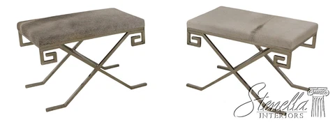 F59868EC: Pair Modern Design Greek Key Chrome Benches Cover