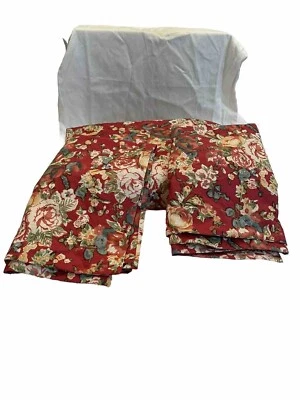 PotteryBarn Red Floral Full Queen Duvet Cover + 2 Pillow cases Cottage Farmhouse - Image 1 of 3