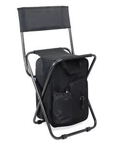 Get Out! Foldable Fishing Chair Backpack Stool with Cooler and Backrest 225 lbs - Picture 1 of 8