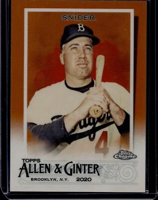 2020 Topps Allen & Ginter Chrome Baseball Duke Snider #59 Orange Refractor /25 - Image 1 of 2