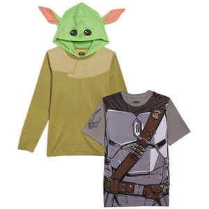 Baby Yoda Boys Hoodie T Shirt Set Mandalorian Star Wars Costume Size 4- 12 Girls - Picture 1 of 4