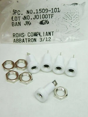 5 PACK - HH SMITH 1509-101 BANANA 4mm PLUG TEST CONNECTOR WHITE OUTLET JACK LV - Image 1 of 4