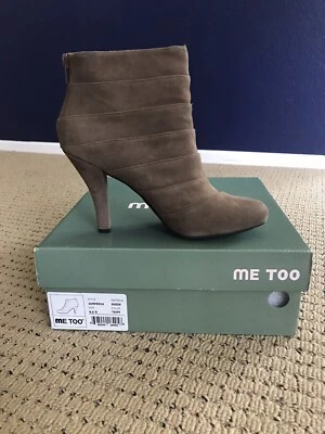 ME TOO Jumper 14 Suede Booties Size 8 Taupe Pre-Owned — 第 1/4 张图片