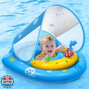Baby Pool Float - Aufblasbarer Baby Pool Schwimmer mit Überdachung UPF50+ Sonnenschutz - Bild 1 von 5