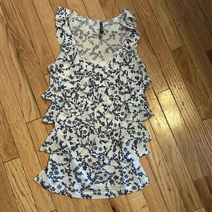 Blusa Charlotte Russe Sin Mangas Púrpura y Blanca con Volantes Estampado Floral Talla L - Imagen 1 de 2