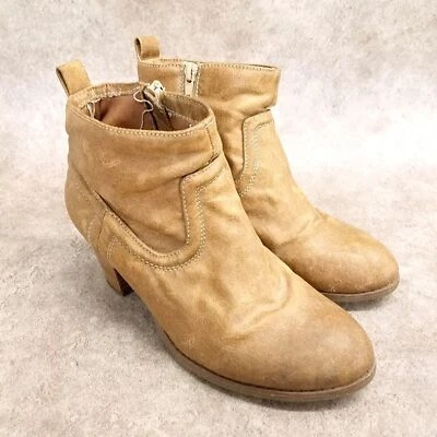 Botines de tacón rosa y pimienta para mujer talla 8 marrón cremallera lateral 2" Foto 1 de 4