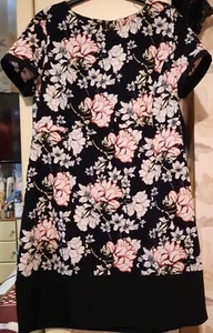 GEORGE BLACK FLORAL DRESS SIZE 14 EXCELLENT CONDITION - Picture 1 of 2