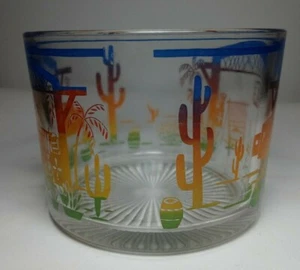Ciotola vetro decorativa scena palma cactus deserto casa arcobaleno - Foto 1 di 6