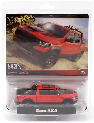 1:43 Hot Wheels Premium 2024 Reale Riders RAM 4x4 Pick-Up Red/Nero - Immagine 1 di 2