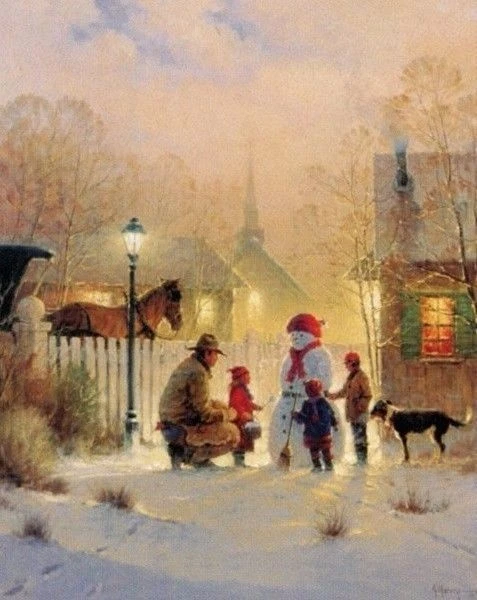 Impresión de muñeco de nieve de G. Harvey DADDY'S PRIORITIES A/P 1992 Focus on the Family Foto 1 de 1