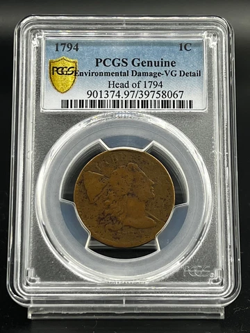 1794 FLOWING HAIR LARGE CENT HEAD OF 1794 PCGS VG DETAILS Cover