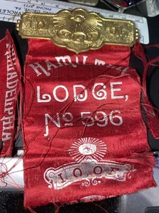 RARE Antique IOOF Odd Fellows Philadelphia Badge Lodge #596 Damage - Picture 1 of 5