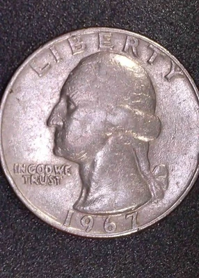 MUY RARO 1967 cuarto error fecha en el borde letras en cabeza de águila, alas y borde  Foto 1 de 4